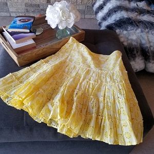 Terranova Yellow Eyelet Tiered Full Skirt from Italy